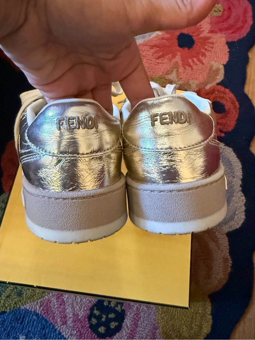 Fendi Match Gold Leather Nappa Sneakers - Picture 5 of 11